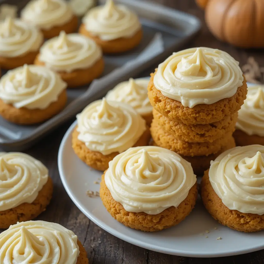 Pumpkin Cookies with Frosting