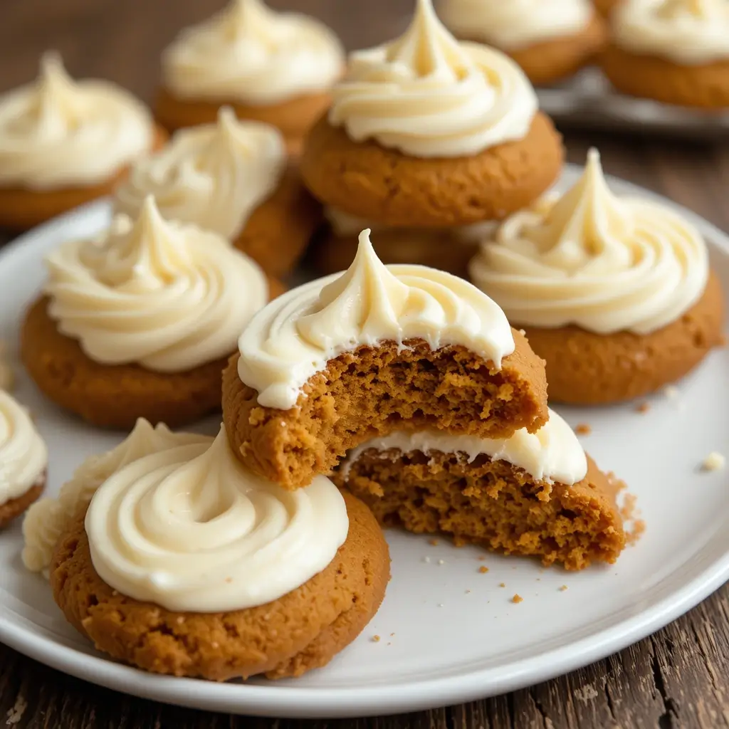 Soft Pumpkin Cookies with Cream Cheese Frosting