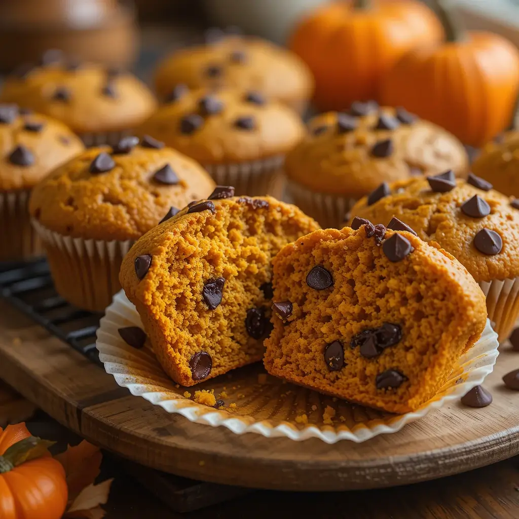 Healthy Chocolate Chip Pumpkin Muffins