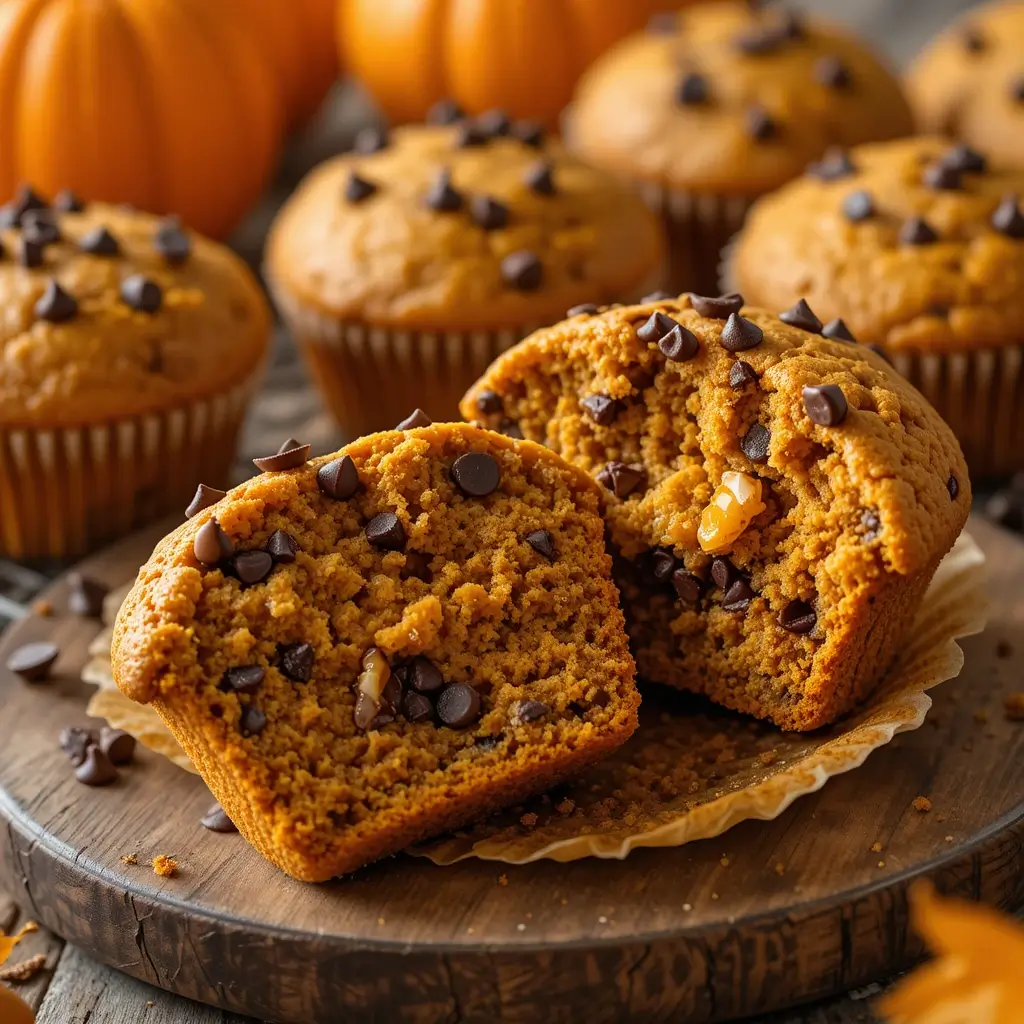 Healthy Chocolate Chip Pumpkin Muffins