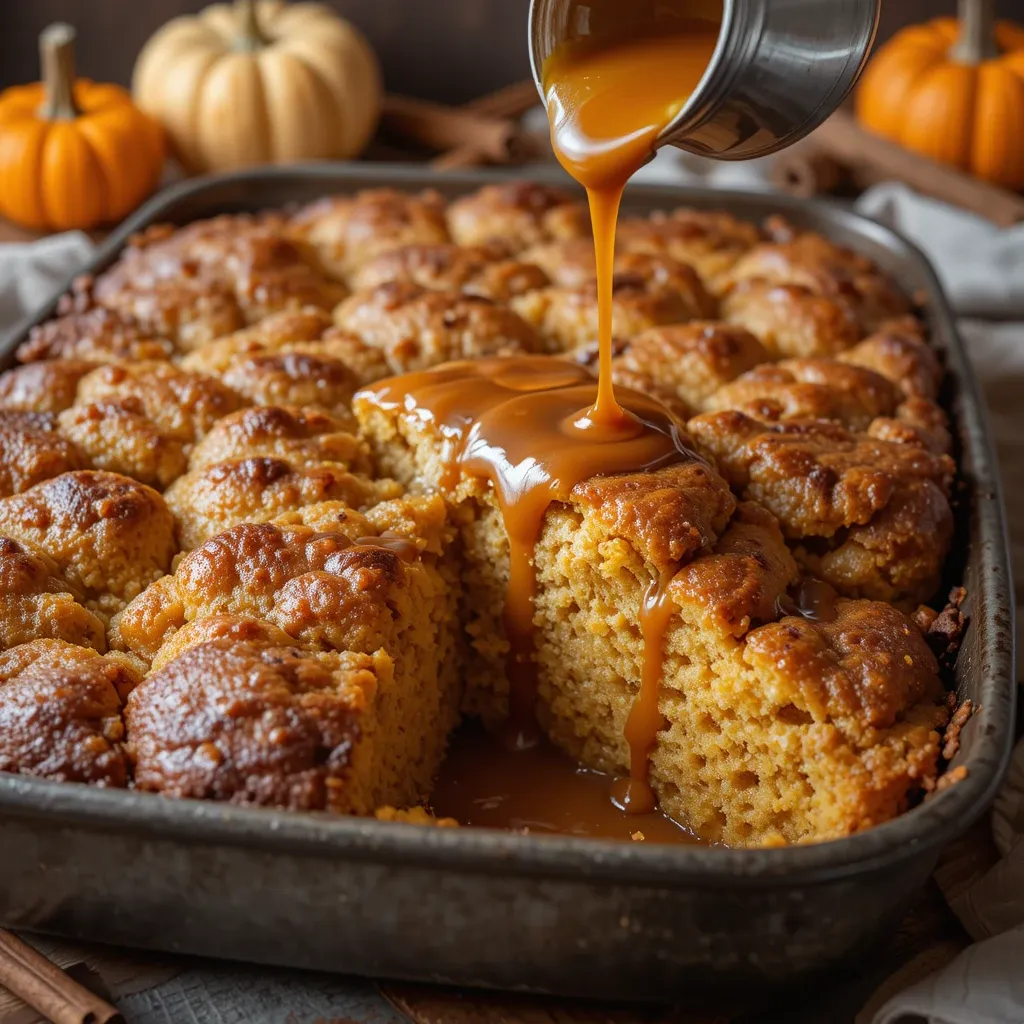 Pumpkin Bread Pudding with Caramel Sauce