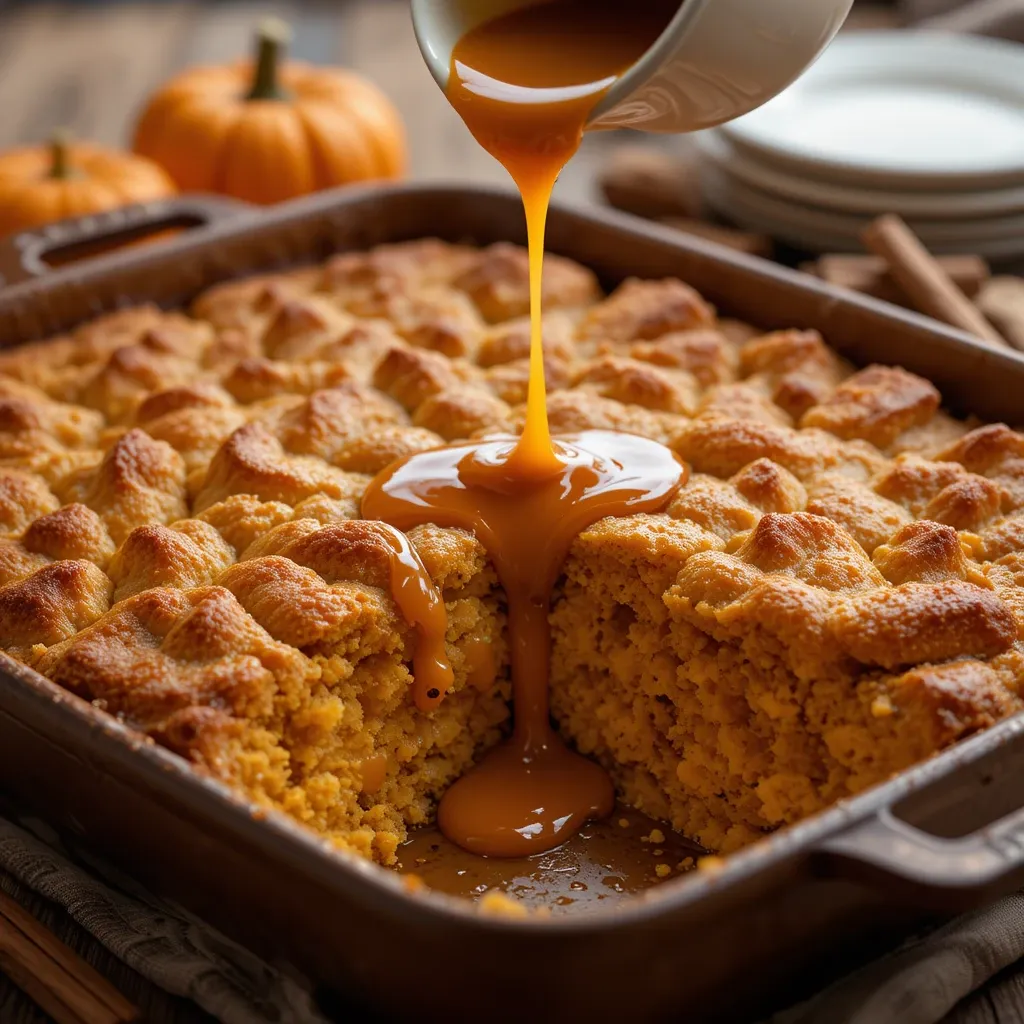 Pumpkin Bread Pudding with Caramel Sauce
