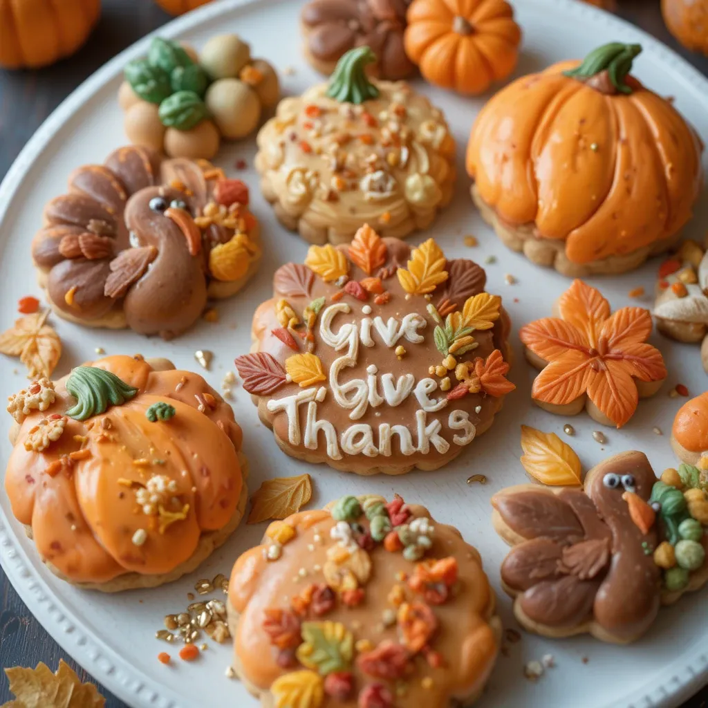 Buttercream Decorated Cookies Thanksgiving