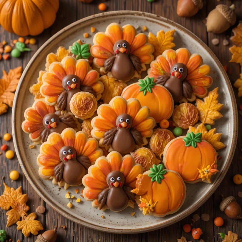 Mini Thanksgiving Cookies Decorated