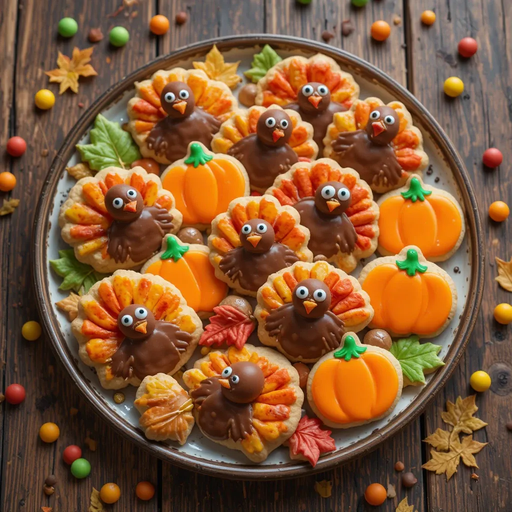 Mini Thanksgiving Cookies Decorated