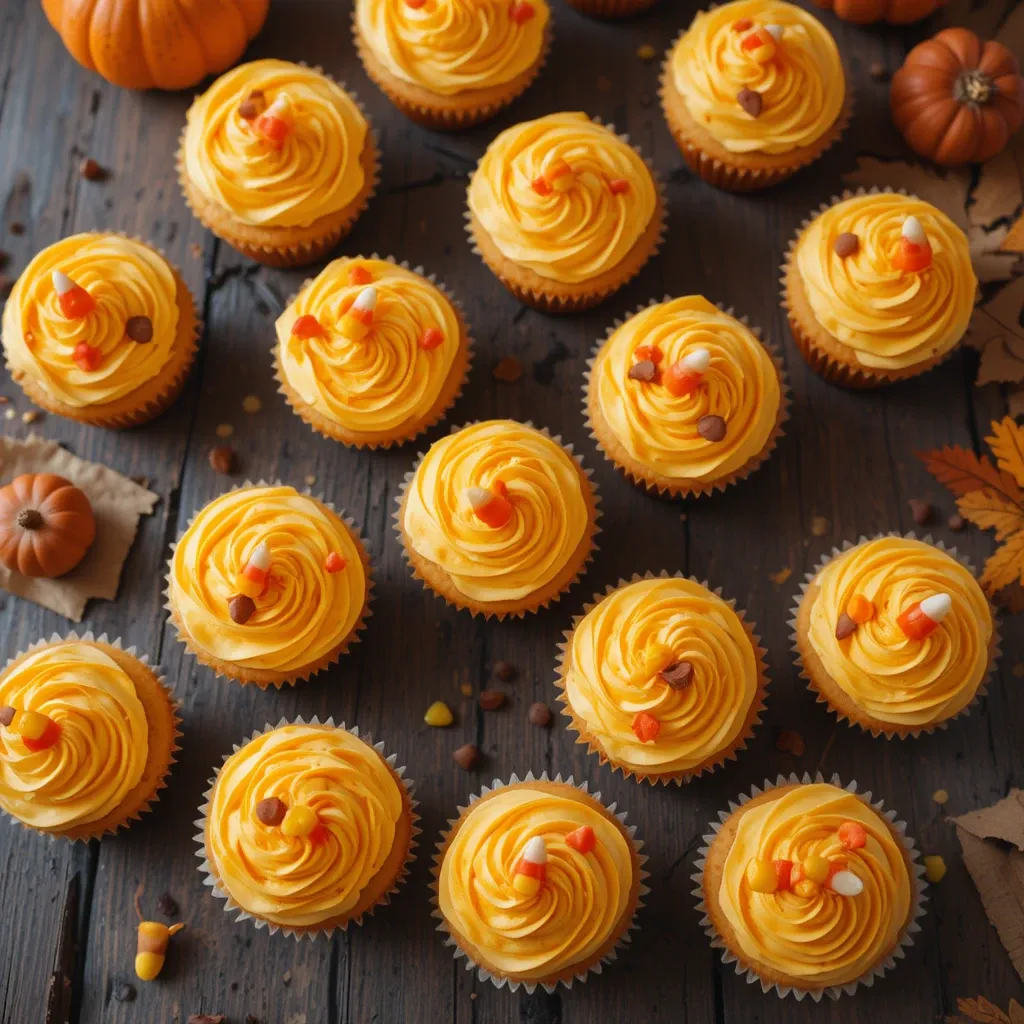 Thanksgiving Cupcakes with Candy Corn