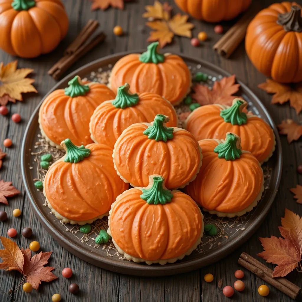 Thanksgiving Pumpkin Cookies Decorated