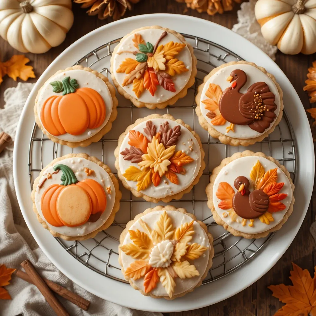 Thanksgiving Sugar Cookies Decorated Round