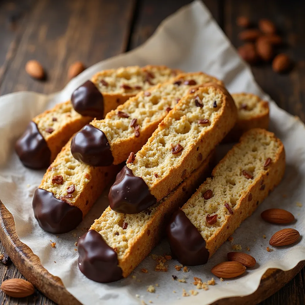Almond Biscotti with Dark Chocolate
