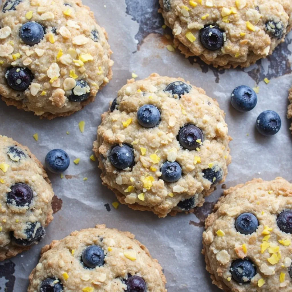 Blueberry Lemon Protein Oatmeal Cookies