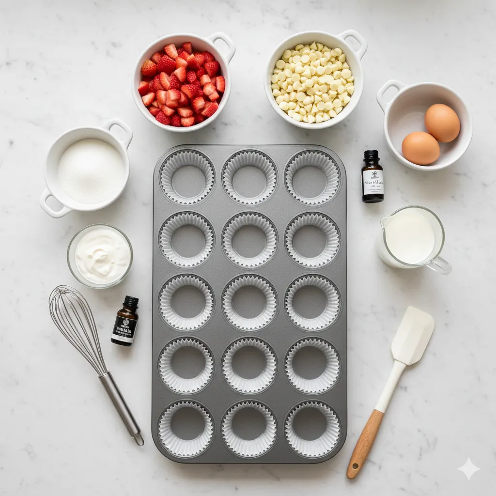 White Chocolate and Strawberry Muffins