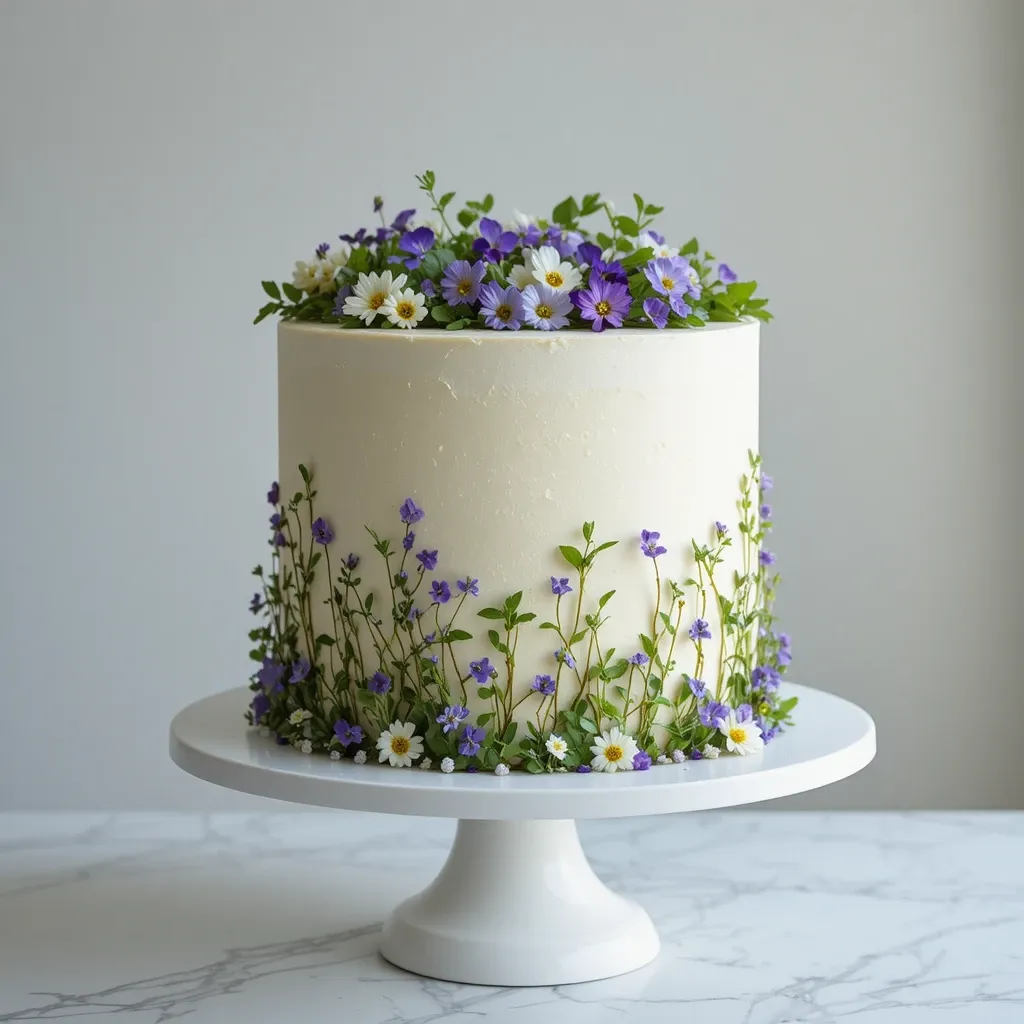 Botanical Layer Cake with Pressed Herb Details