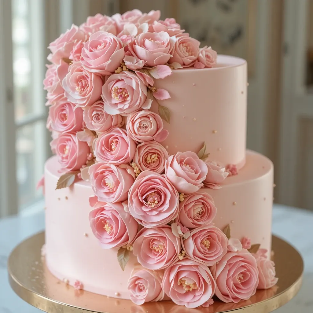 Classic Pink Peony Baby in Bloom Cake