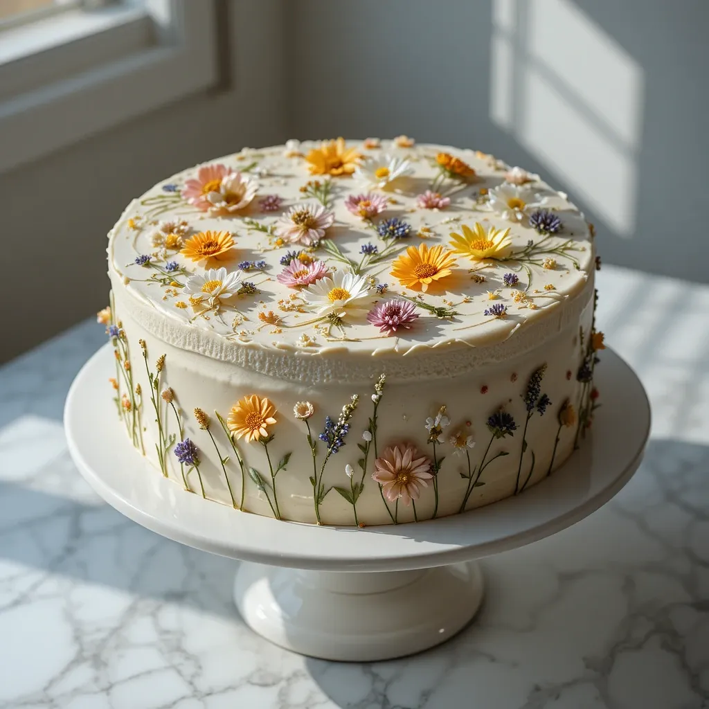 Classic Pressed Wildflower Cake