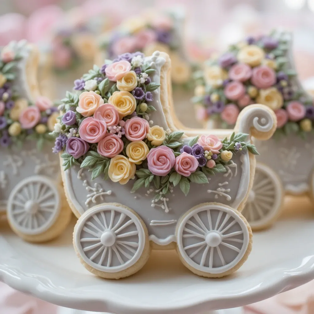 Floral Baby Carriage Cookies