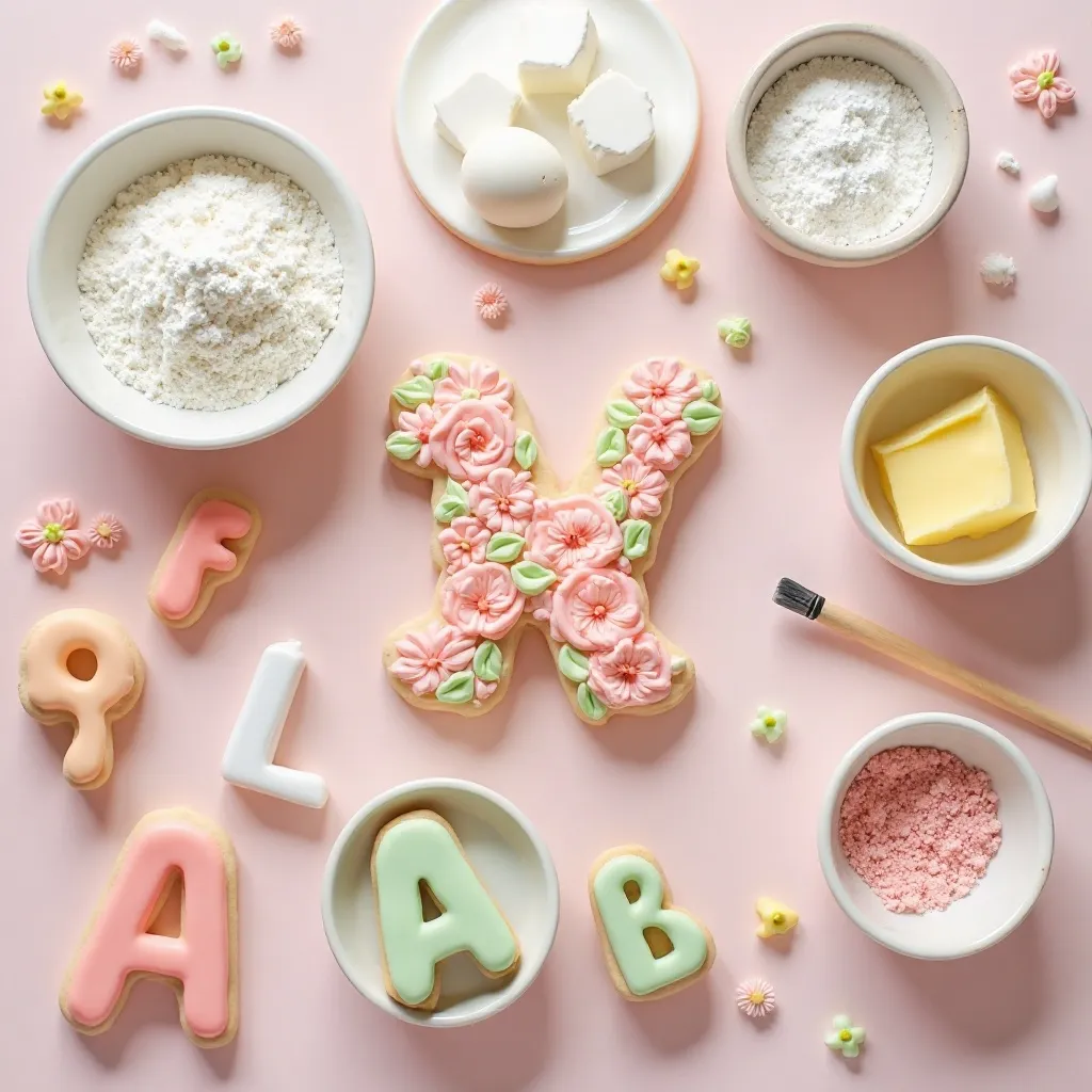 Floral Initial Cookies