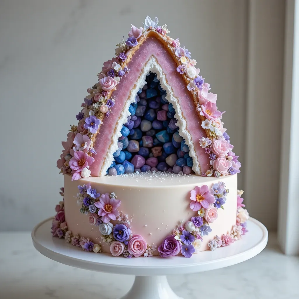 Geode Cake with Crystallized Flowers