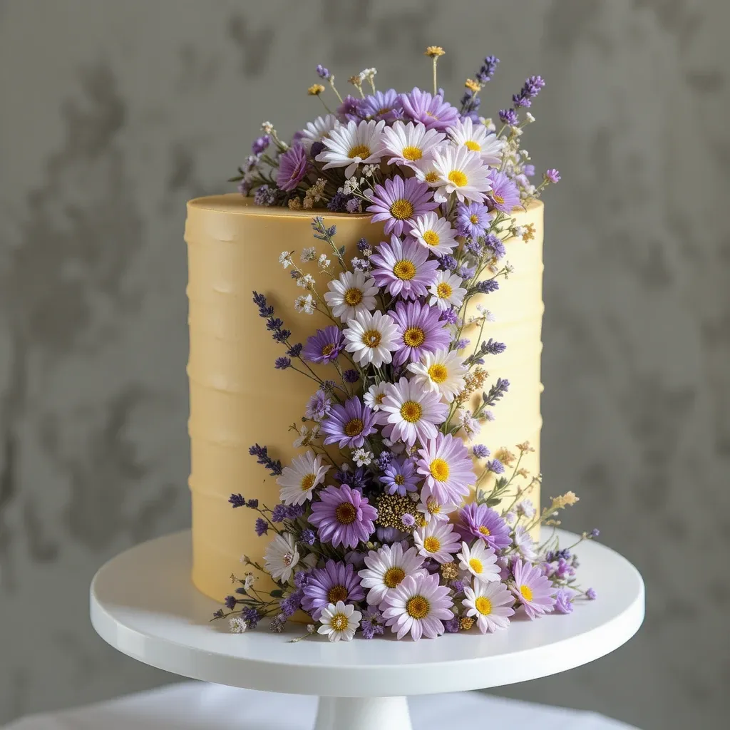 Lavender Honey Cake with Cascading Flowers