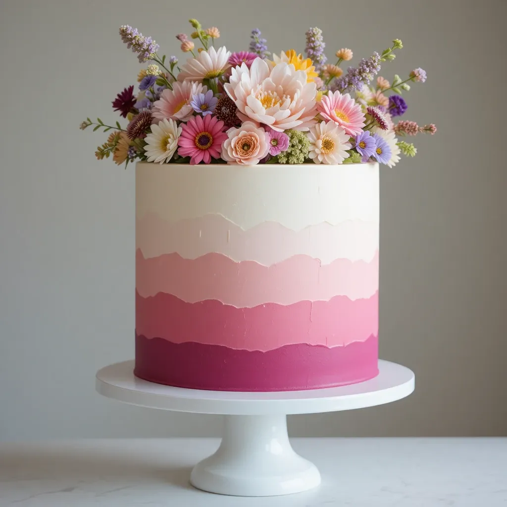Ombré Buttercream with Wildflower Topper