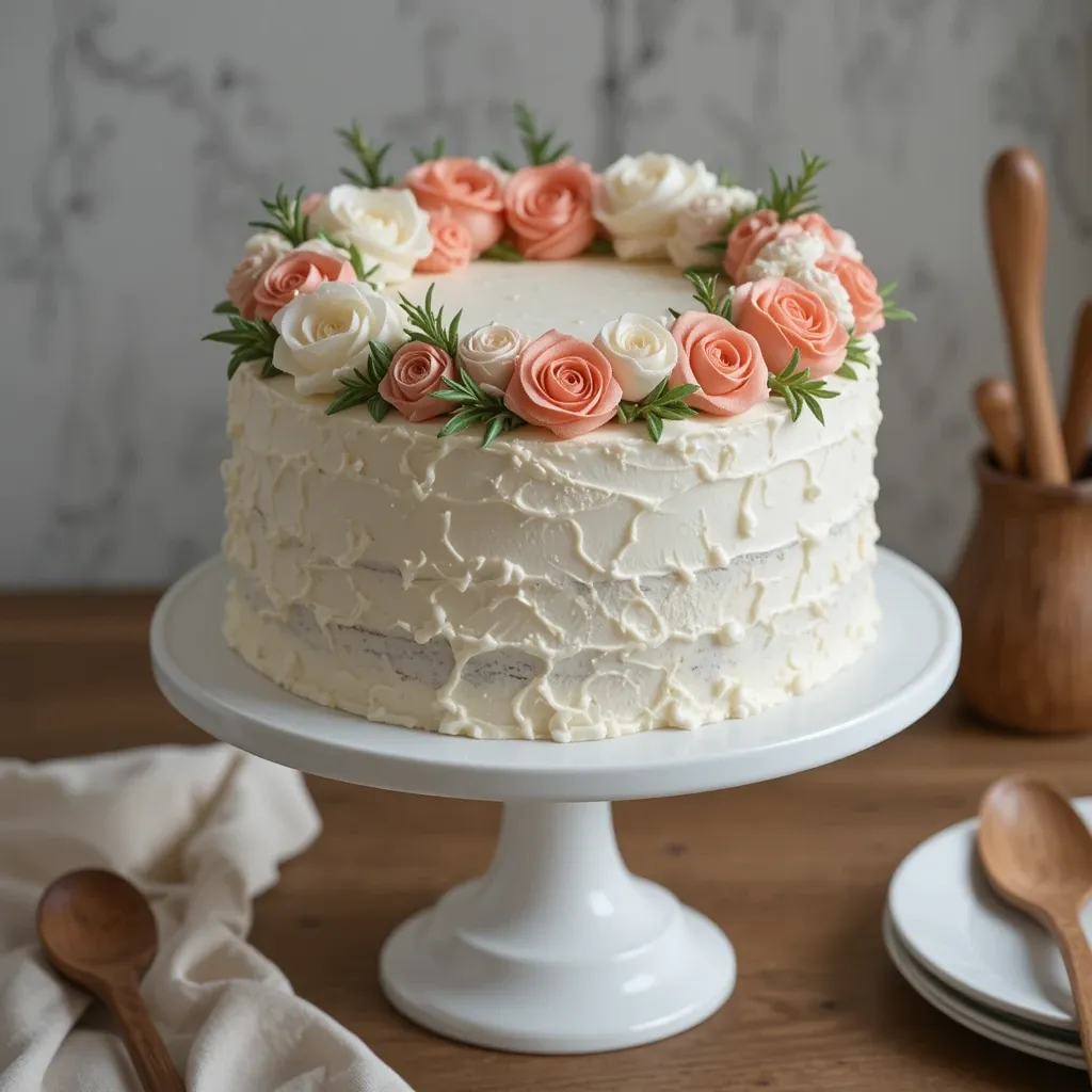 Rustic Buttercream Flower Wreath Cake