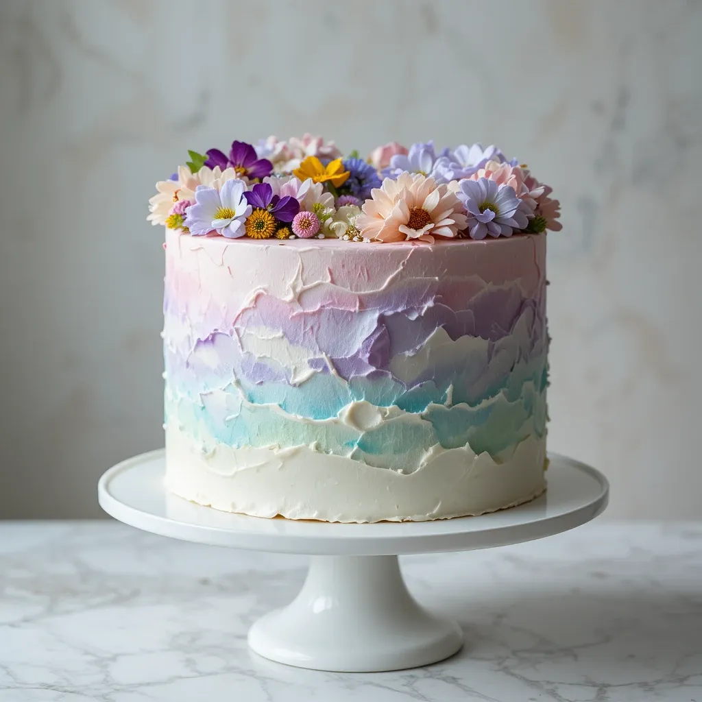 Watercolor Buttercream with Edible Flowers