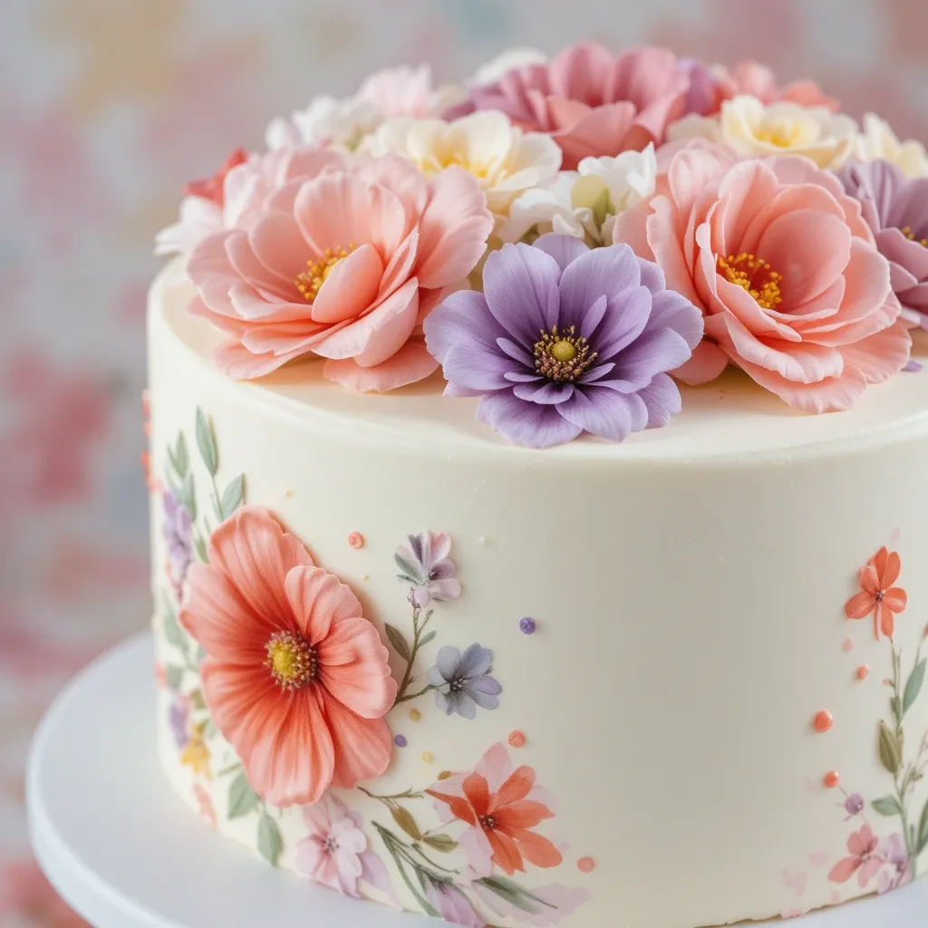 Watercolor Floral Baby in Bloom Cake